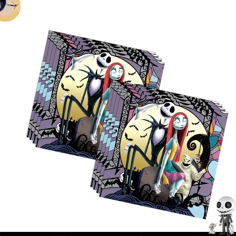 6-piece Set 66P Nightmare Before Christmas Decoration Party Supplies Gift Bag Kids Disposable Tableware Tablecloth Plates Cups N