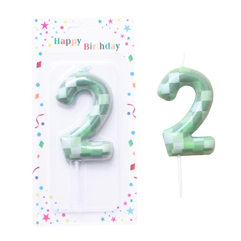 

Minecraft Theme Number 0-9 Birthday Candle Creative Party Printed Green Candle Minecraft Theme Digital Candle 9