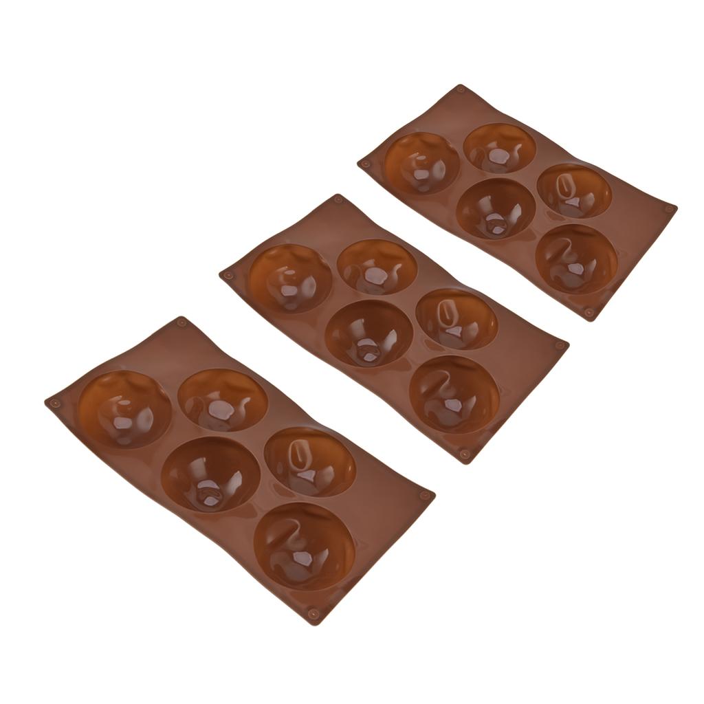 3 Stück Backform Lebensmittelqualität Runde Form 5 Löcher Silikonformen für Pralinen Kekse Gebäck