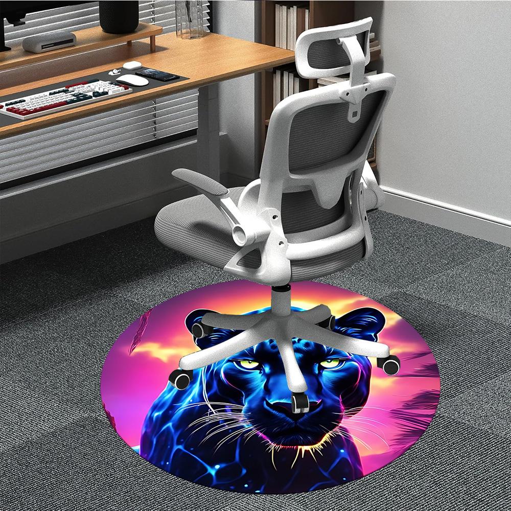

1pc Neon Jaguar Print Chair Carpet for Office, Non-slip, Soft and Durable Leisure Rug, Perfect for Office, Living Room yy251103156 80cm by 80cm