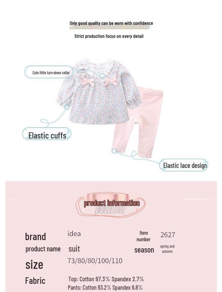 Sweet Floral Two-Piece Set: Baby Girls' Long Sleeve Outfit for Autumn/Spring 2025