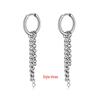 Korean Punk Black Titanium Steel Tassel Chain Cross Ear Clip Earrings