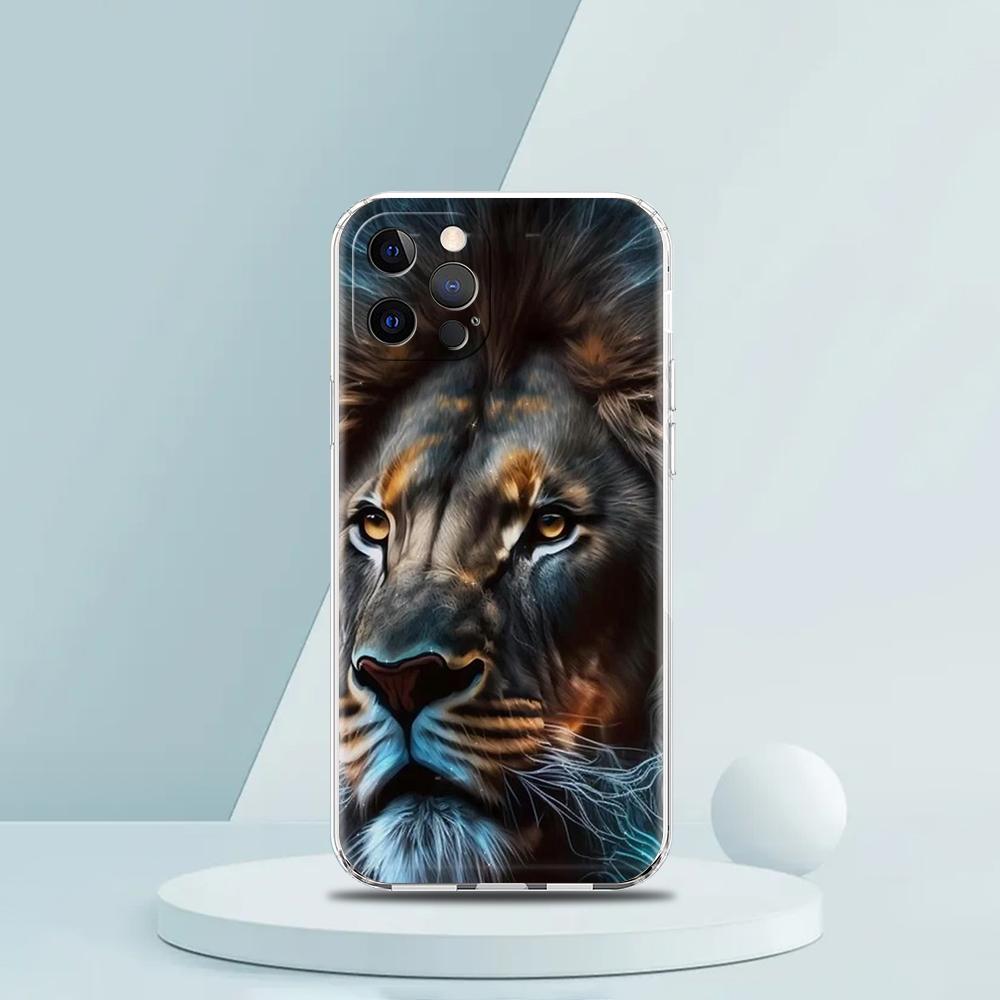 The Lion Phone Case for iPhone 16 15 14 13 12 Pro Max Transparent Soft for iPhone 11 Pro Max 7 8 Plus XS XR Silicone Shell Capas