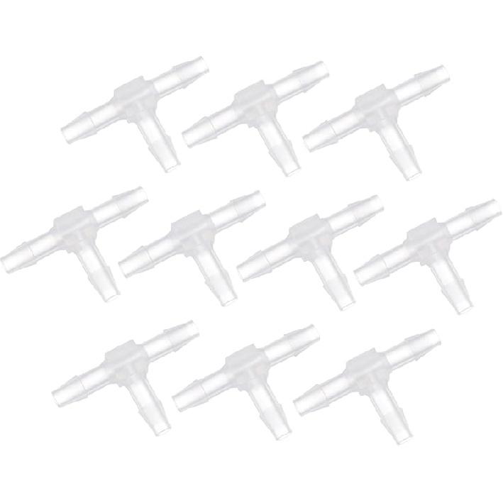 10pcs T-shaped Plastic Tee Hose Barb Tee Fitting 2mm Plastic Tee Plastic Barb Fittings Tee Fitting Plastic Fish Tank 3 Way Plastic Joint Connector 1.6X2.7CM