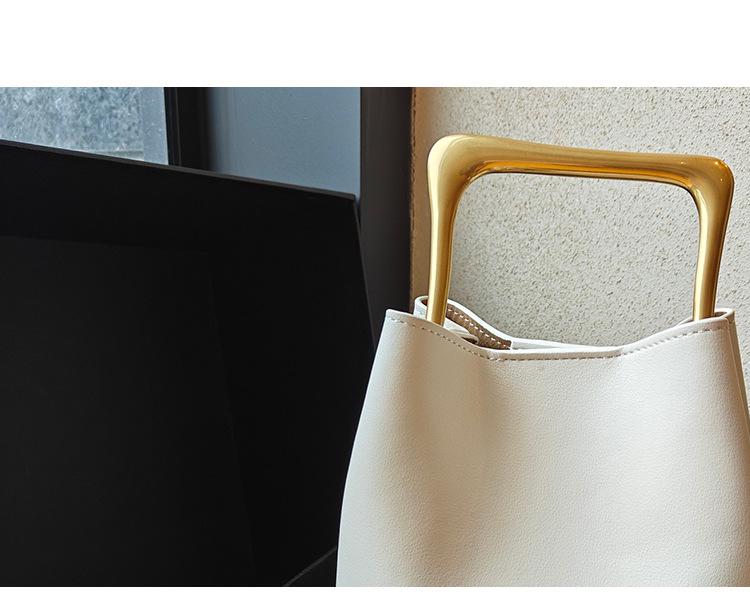 2024 Retro Echte Leder Bucket Bag mit Holzgriff - Einzigartiges, Vielseitiges Design