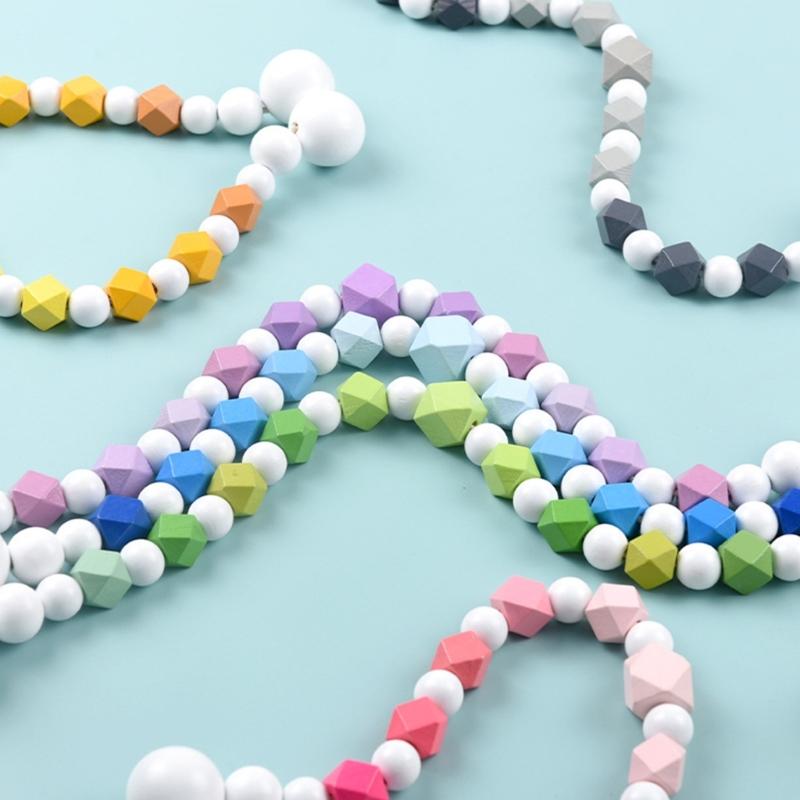 2Pcs No Tool Installation Curtain Holders Gradient Wooden Beads Magnetic Window Drapery Tiebacks Holdbacks Home Upgrades