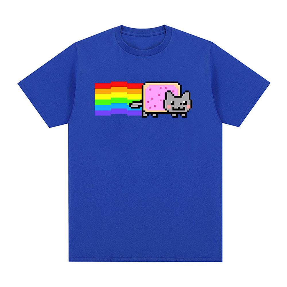 Kawaii Nyan Rainbow Cat Funny Meme Tshirt Unisexs Unisex Clothing Fashion Casual Cotton Tshirts Harajuku Short Sleeves T Shirts