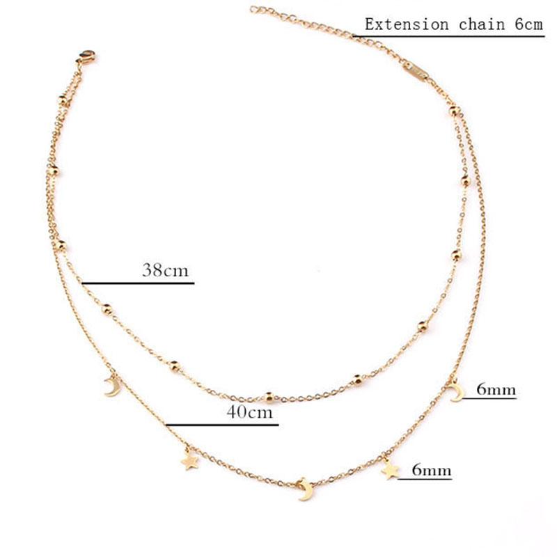 New Kpop Vintage Double Moon Star Necklace Pendant Clavicle Chain Birthday Gift Pendant for Women's Fine Jewelry