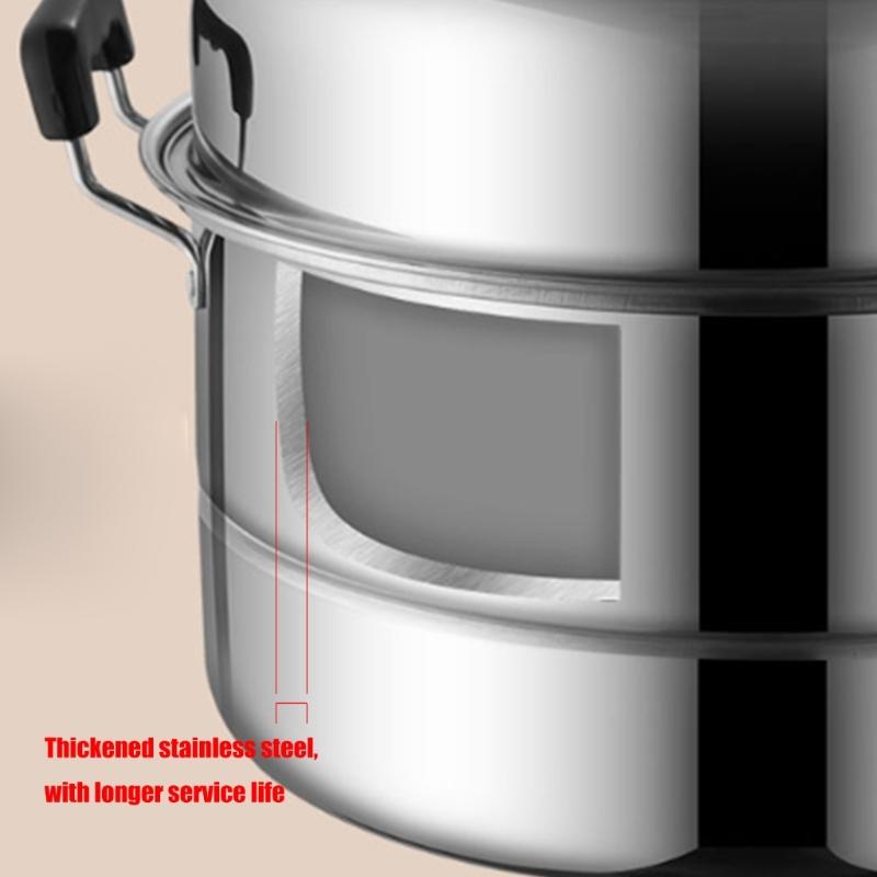 Multi Layer Steamer Steaming Pot Thickened Stainless Steel Construction Cookware with Steam Rack Kitchen Accessories