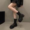Aphixta Pleated Soft Leather Women Ankle Boots Back Zipper Close Platform Modern Boot Shoes Woman Boats Botines Para Mujeres