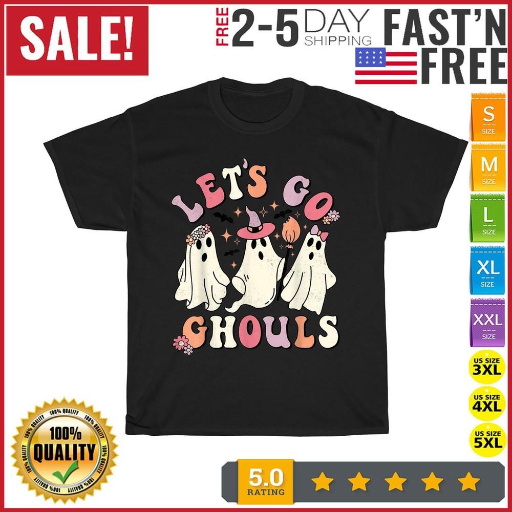 

Retro Groovy Let s Go Ghouls Halloween Ghost Outfit Costumes T Shirt Men Women 3XL