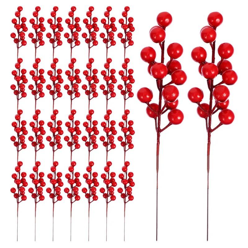 1PCS Christmas Red Berries Ornament Artificial Foam Berry Flower Branches DIY Wreath Xmas Tree Wedding Party Home Decoration