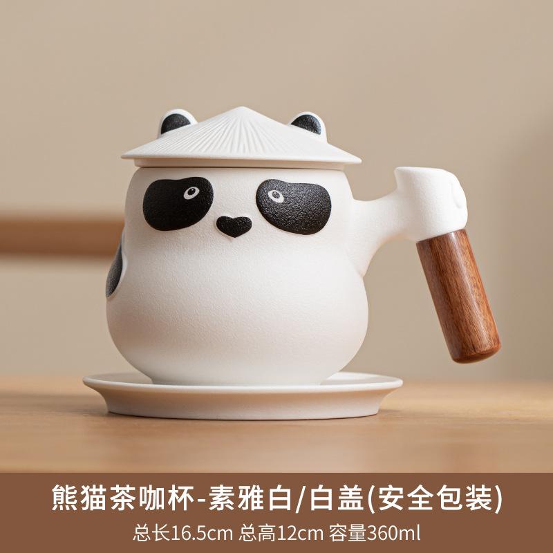 Panda kelímek na bubble tea kávový kelímek domácí keramický hrnek s víčkem kancelářský kelímek pro oddělení čaje s uchem dárková krabička