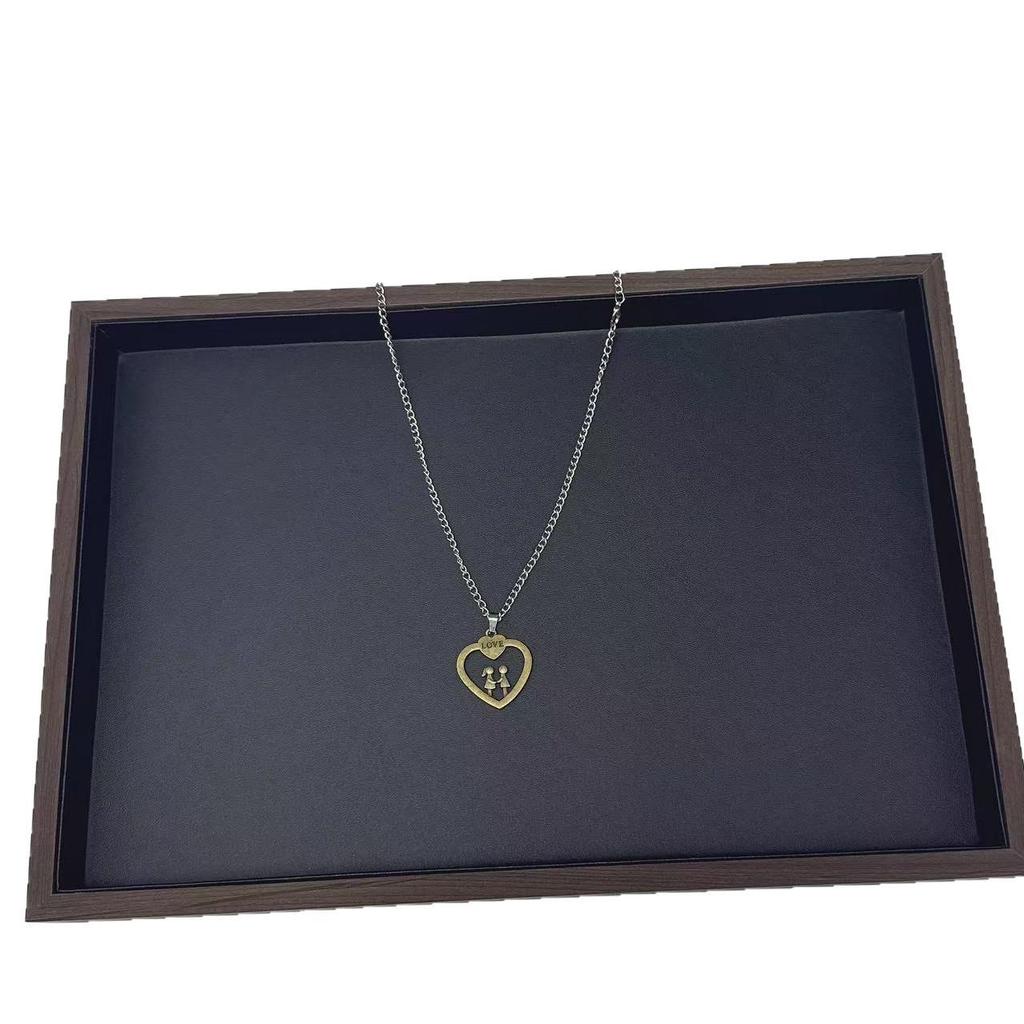 Beige Walnut Grain Wood Jewelry Display Tray for Earrings, Necklaces, and Bracelets