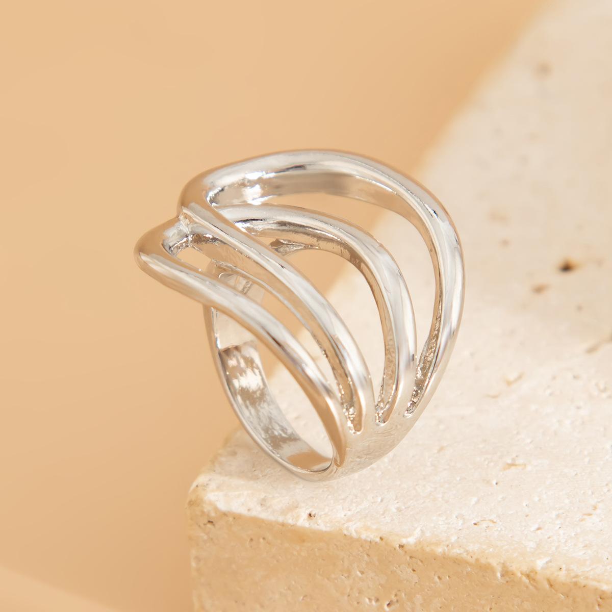 

DIEZI Personality Beach Vacation Style Irregular Geometric Knuckle Rings For Women Vintage Gold Silver Color Open Joint Ring