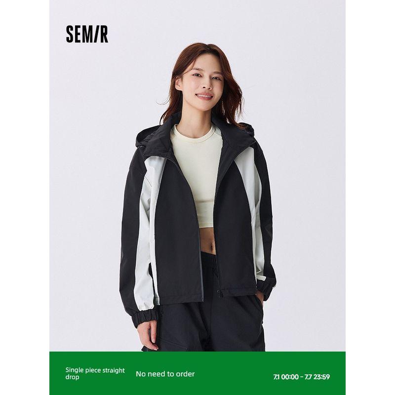 

Protection Outwear | Same Style with Mall Senma Outwear Women s Three-Proof Windproof Color Matching 2024 Autumn New Arrival Loose Jacket Black and white tone 00391 170/92A/XL