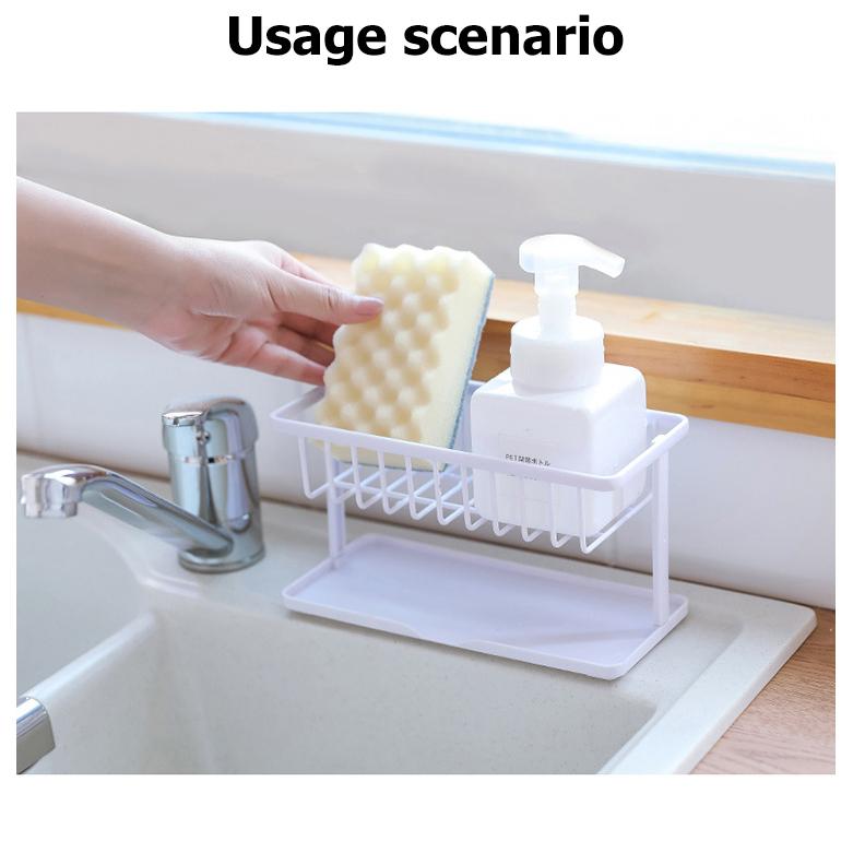 Suport de scurgere dublu pentru chiuvetă Suport de depozitare pentru burete Suport de scurgere pentru consumabile de depozitare pentru chiuvetă