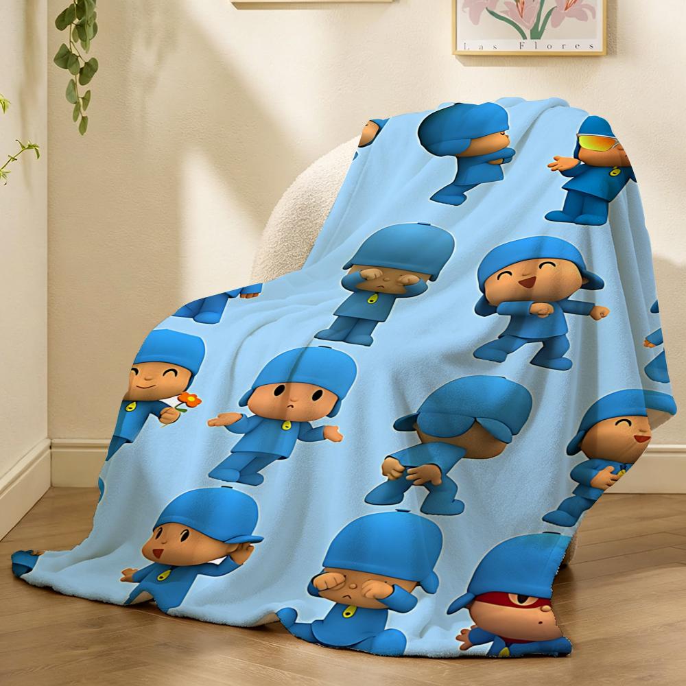 Coperta in flanella per divano Pocoyo Cartoon 240g, adatta per divani, letti, uffici, squisite coperte regalo
