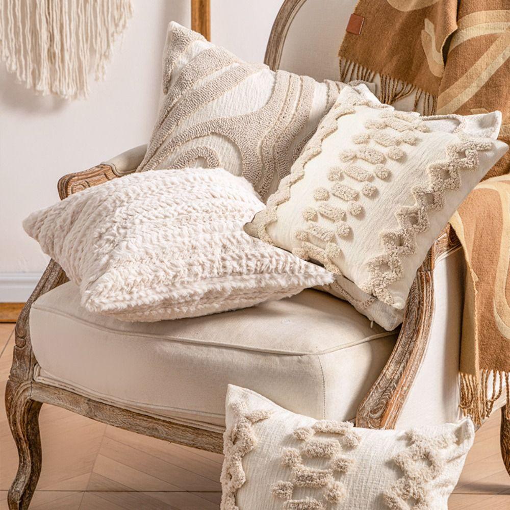 Hidden Zipper Sofa Cushion Case Modern Throw Pillow Cover Elegant Bohemian Fringe Pillow Cover  Inn