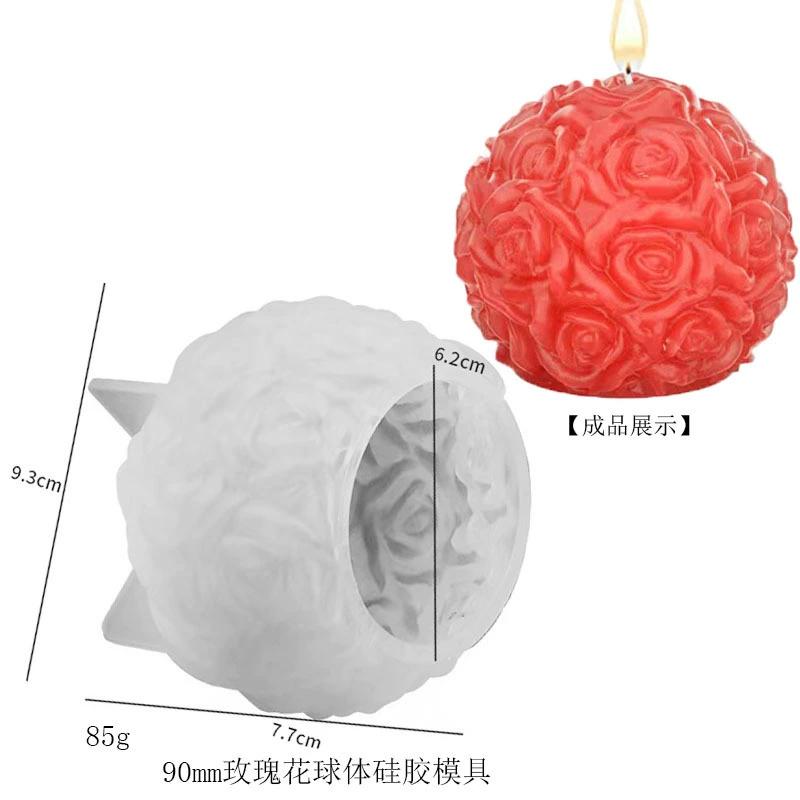 3D Rose Ball Candle Aromatherapy Mold DIY Valentine's Day Casting Mold Creative Elegant Candlestick Stand Home Wedding Decor