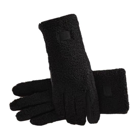 Damen Winter Wildlederhandschuhe Warme Fuzzy Touchscreen-Handschuhe Einfarbig Winddicht Plüschgefütterte Handschuhe zum Fahren Pendeln Einkaufen