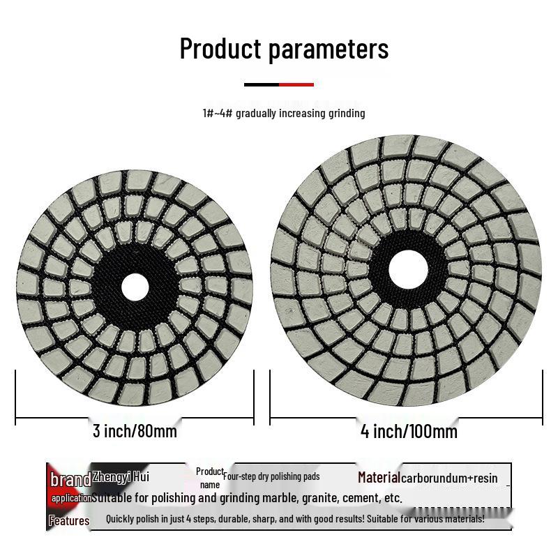 Dry Polishing Pads for Marble & Cement: Four-Step Mirror Finish