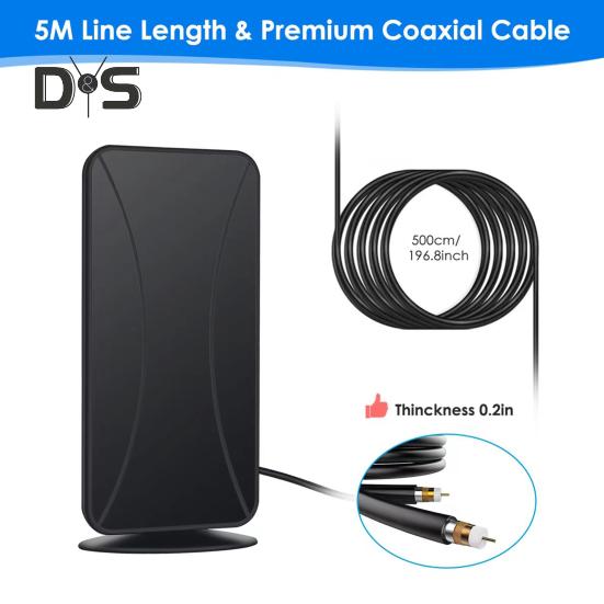 Indoor Digital TV Antenna Signal Booster 50-80 Mile Range 1080p Support Universal Easy Installation Fireproof Design TV Antenna