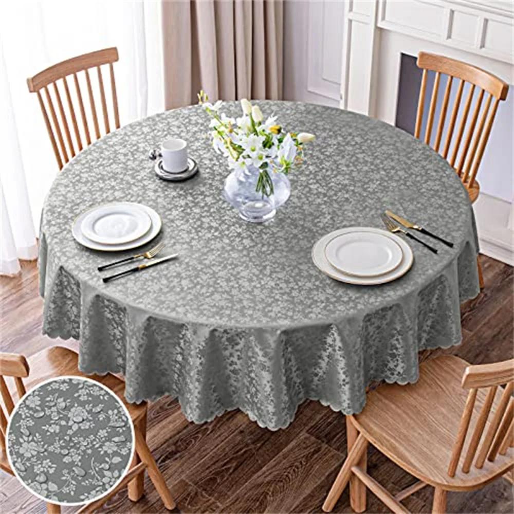 Kitinjoy Round Vinyl Tablecloth 100% Waterproof Rectangle Table Cloth Tables Wipeable Table Cover For Kitchen Dinner Party Decor