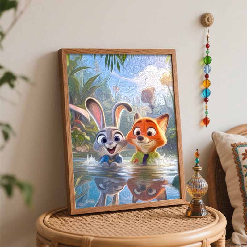 Disney Zootopia Judy Nick Oil Painting Art Set Handmade Diy Gift Home Decoration