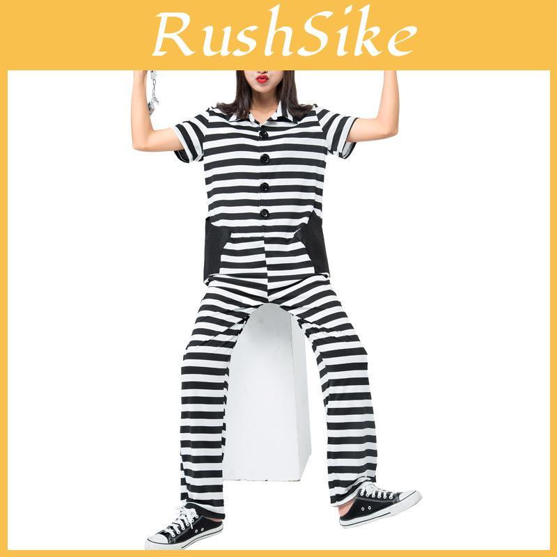 Japanese Anime Striped Prisoner Costume For Cosplay And Stage Performance
