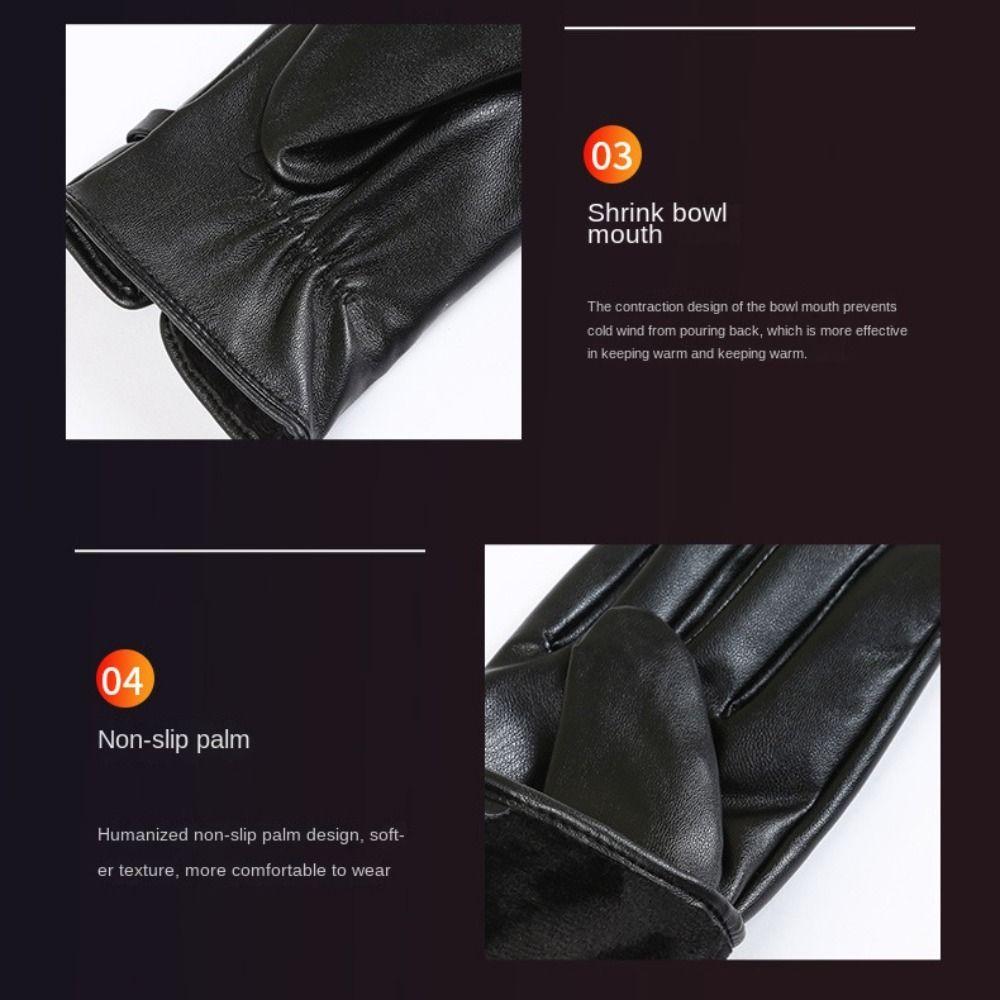 Windproof Driving Gloves Waterproof Touch Screen Gloves Fashion PU Leather Gloves  Outdoor Sports
