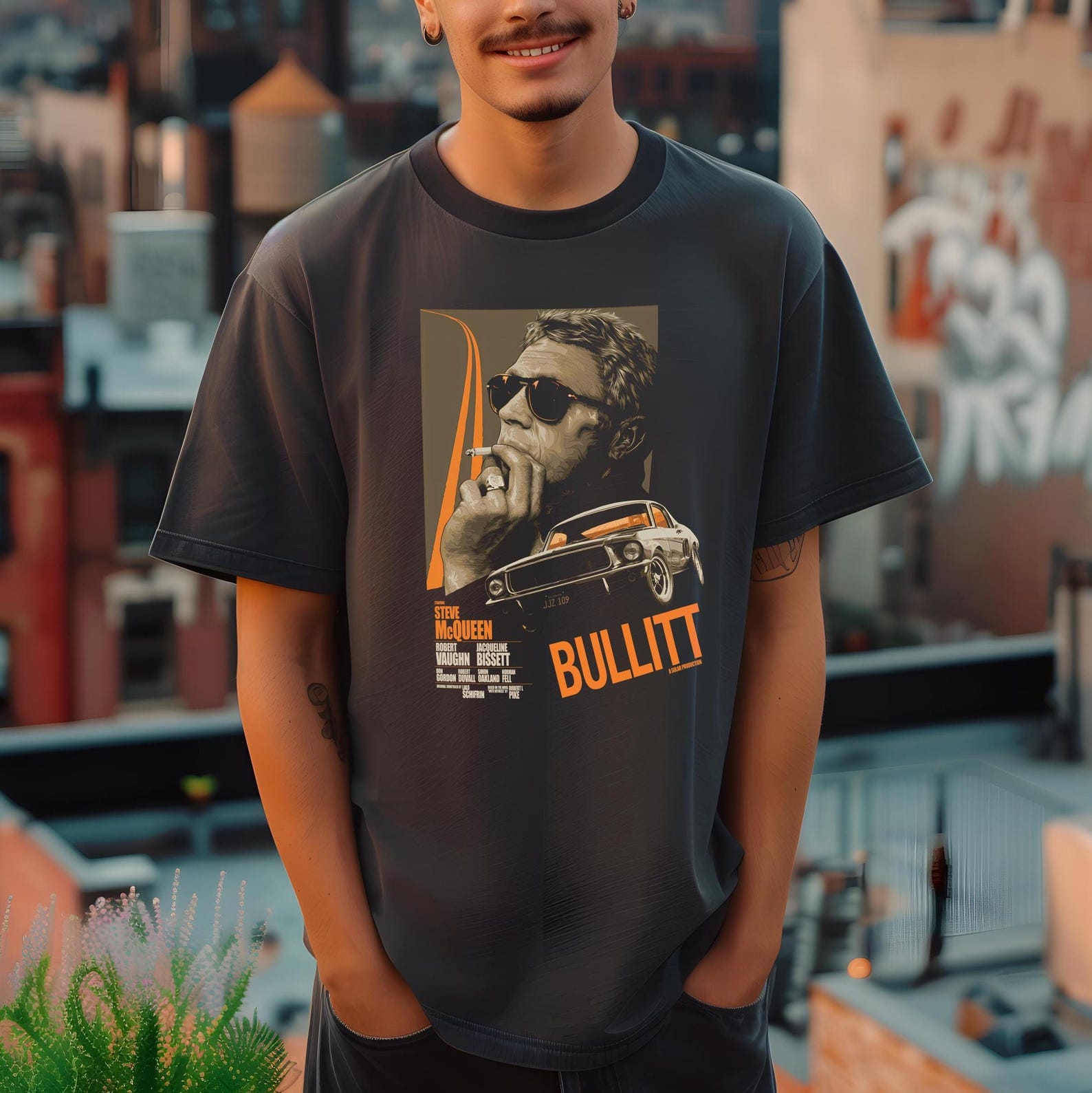 Bullitt TShirt – Steve McQueen Inspired Graphic Tee, Classic Car Ford Mustang Cotton Apparel 3XL