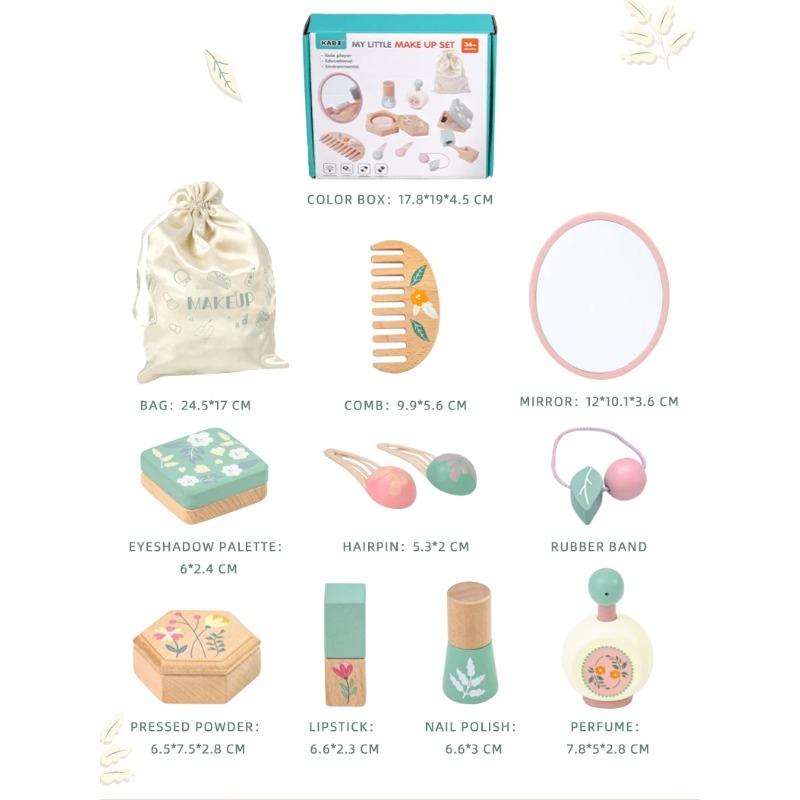 Simulation Wooden Educational Kids Children Cleaning Games Makeup Set Pretend Play Hairdressing Tools Toys for Children Girls