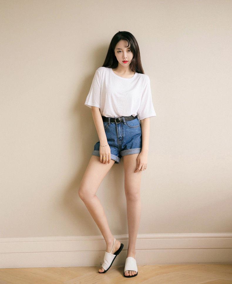 Wubi Women's High-Waisted Korean Style Denim Shorts for Summer
