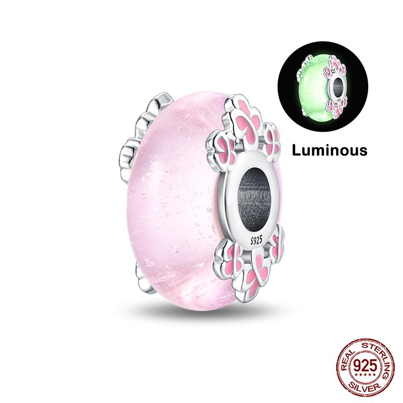 Original 925 Prata Esterlina Cor Mágica Camaleão Luminoso Série Charme Contas Adequado Ajuste Pulseira DIY Jóias Presentes