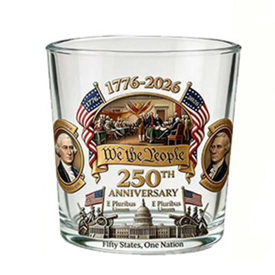 America 250th Anniversary Glass We The People Whiskey Glass Liquor Bourbon Cocktail Glass Patriotic Gift for Father's Day or Veterans