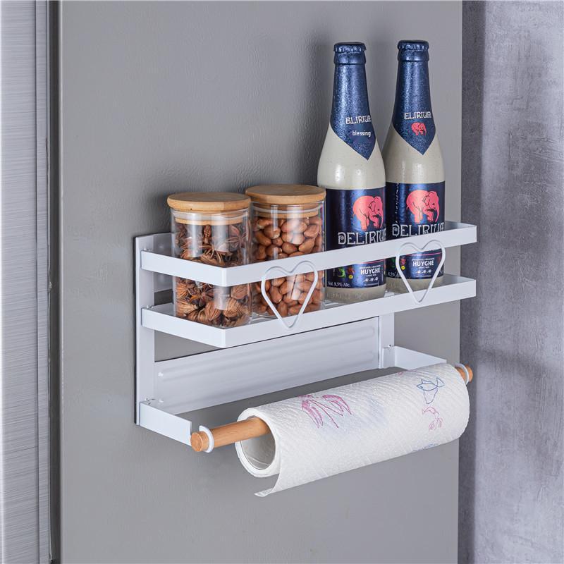 Magnetic Refrigerator Side Rack & Kitchen Paper Towel Holder with Cling Film Storage