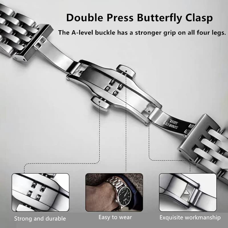 Watch Band Stainless Steel Watch Strap Metal Strap Smart Watch Band Belt Watch Band 16mm 18mm 19mm 20mm 22mm 24mm Replacement Strap Stainless Steel