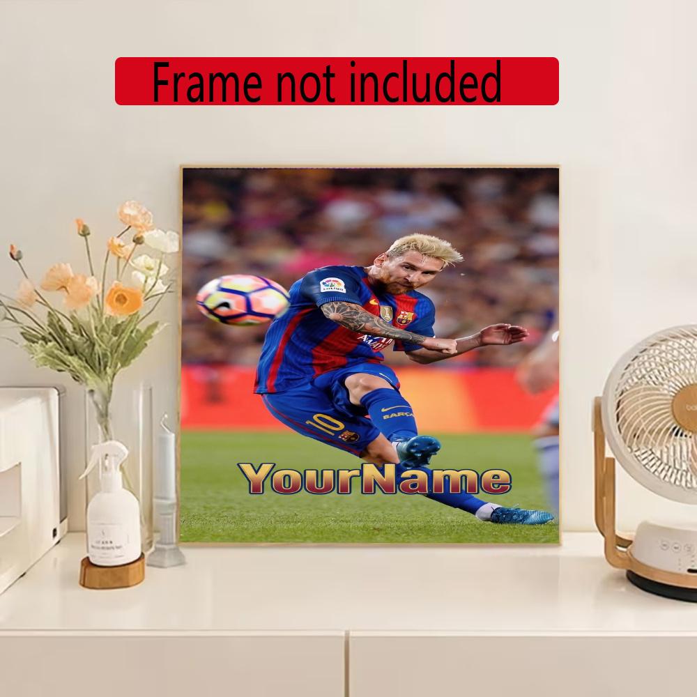 Messi Customize Your Name Diamond Painting Round Diamond Diy Frameless Holiday Artwork Suitable For Home Office Wall Decoration