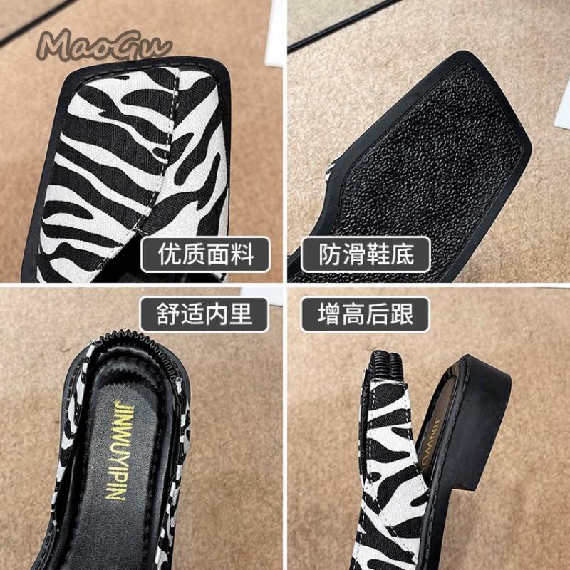 fashion All-Match Closed Toe Sandals Fashion Womens Shoes 2024 Suit Female Beige Med Block Heels Shallow Mouth Luxury Black Summer Shoes