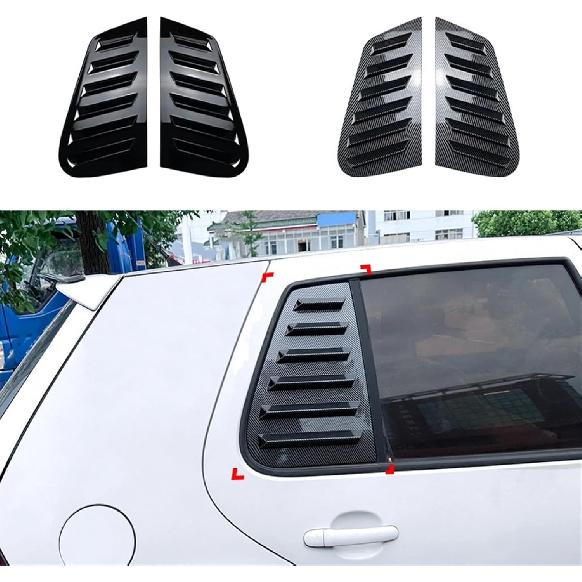 Rear Window Louver Shutter Compatible with Volkswagen Golf 4 MK4 1997-2006 Side Air Vents Shutter Cover Trim Exterior Accessories(Carbon Fiber