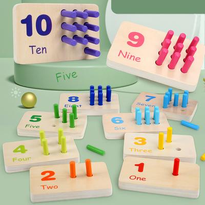 Wooden Matching Stick Game Math 1-10 Number Cognition Color Matching Board Educational Toys Math Color Learning Teaching Aids