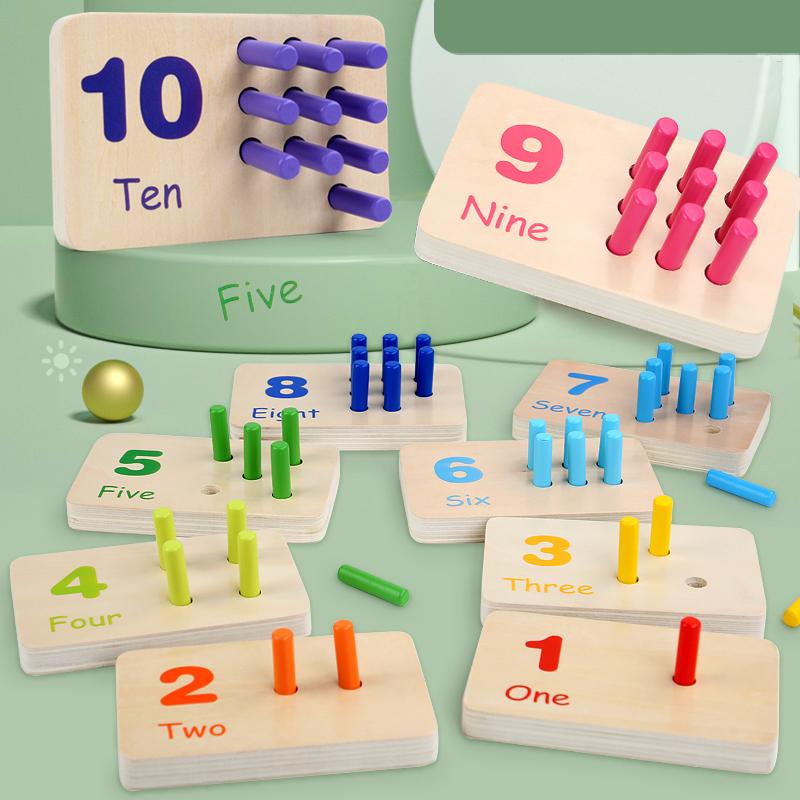 Holz-Zuordnungsstäbchenspiel Mathe 1-10 Zahlenkognition Farbzuordnungsbrett Lernspielzeug Mathe Farb-Lern-Lernhilfen