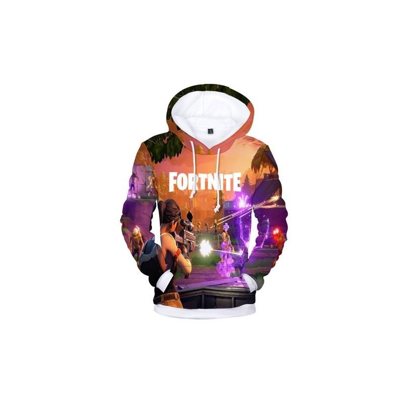 Fortnite Battle 3d Printed Hoodie Jacket Sweatshirt Spandex Material Round Neck Hip Hop Style