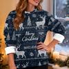 Women's Fashion Casual Long Sleeve Christmas Printed Round Neck Top Sweatshirt