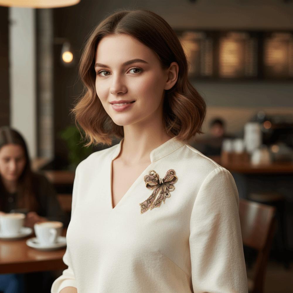 Exquisite Rhinestone Bow Brooch Trendy Jewelry Bow Brooch Badges Corsage Decoration  Banquet Party