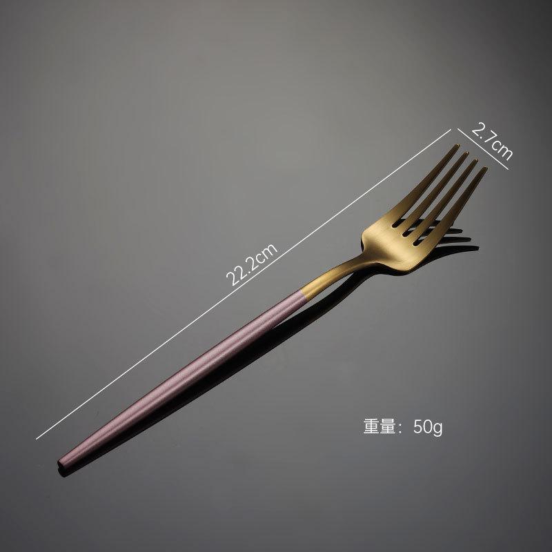 304 Stainless Steel Portuguese Knife and Fork Spoon Titanium-plated Gold Thick Western Tableware Paint Handle Wedding Gift