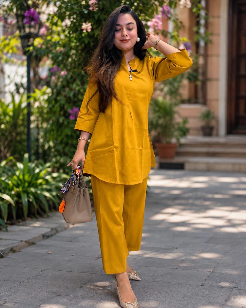 Women's Office Wear Cotton Kurti Cord Set Indian Bollywood Ethnic Kurta Pant Set