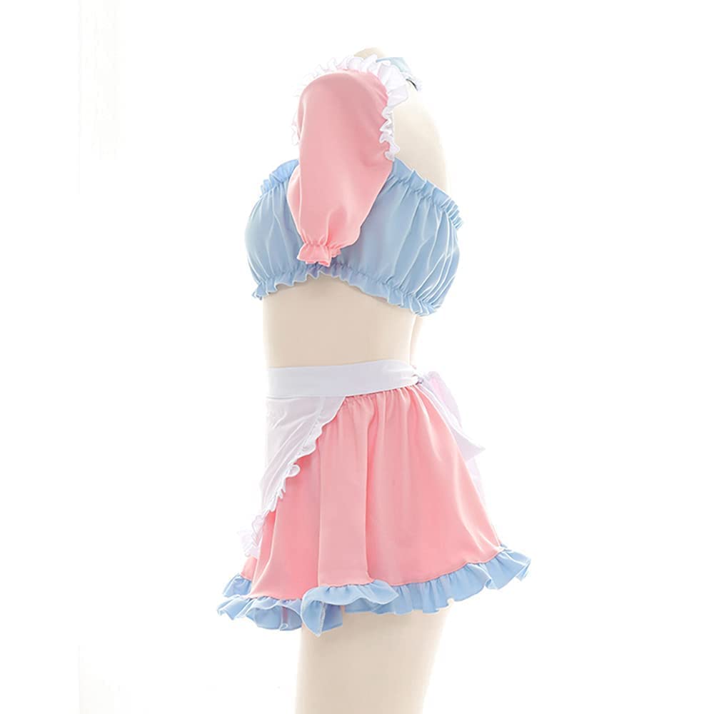 SHLYMP Maid Sexy Maid Sexy Babydoll Bikini Mini One Size Fits Pink Costume, Lingerie, Cosplay, Erotic, Extreme, Naughty, Lingerie, Dress, Apron,