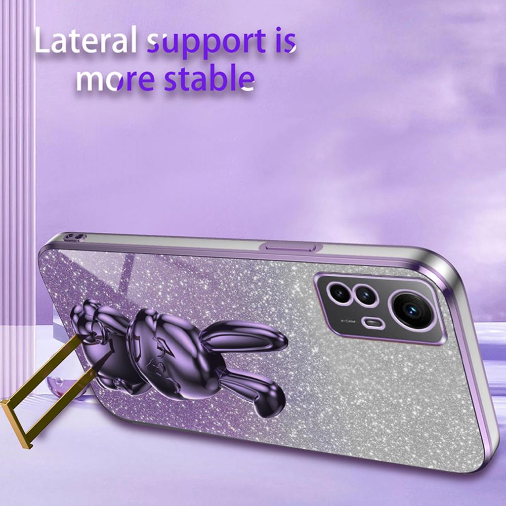 Противоударный чехол для телефона Xiaomi Redmi Note 12S 4G с блестками и выдвижной подставкой, крышка из ПК+ТПУ